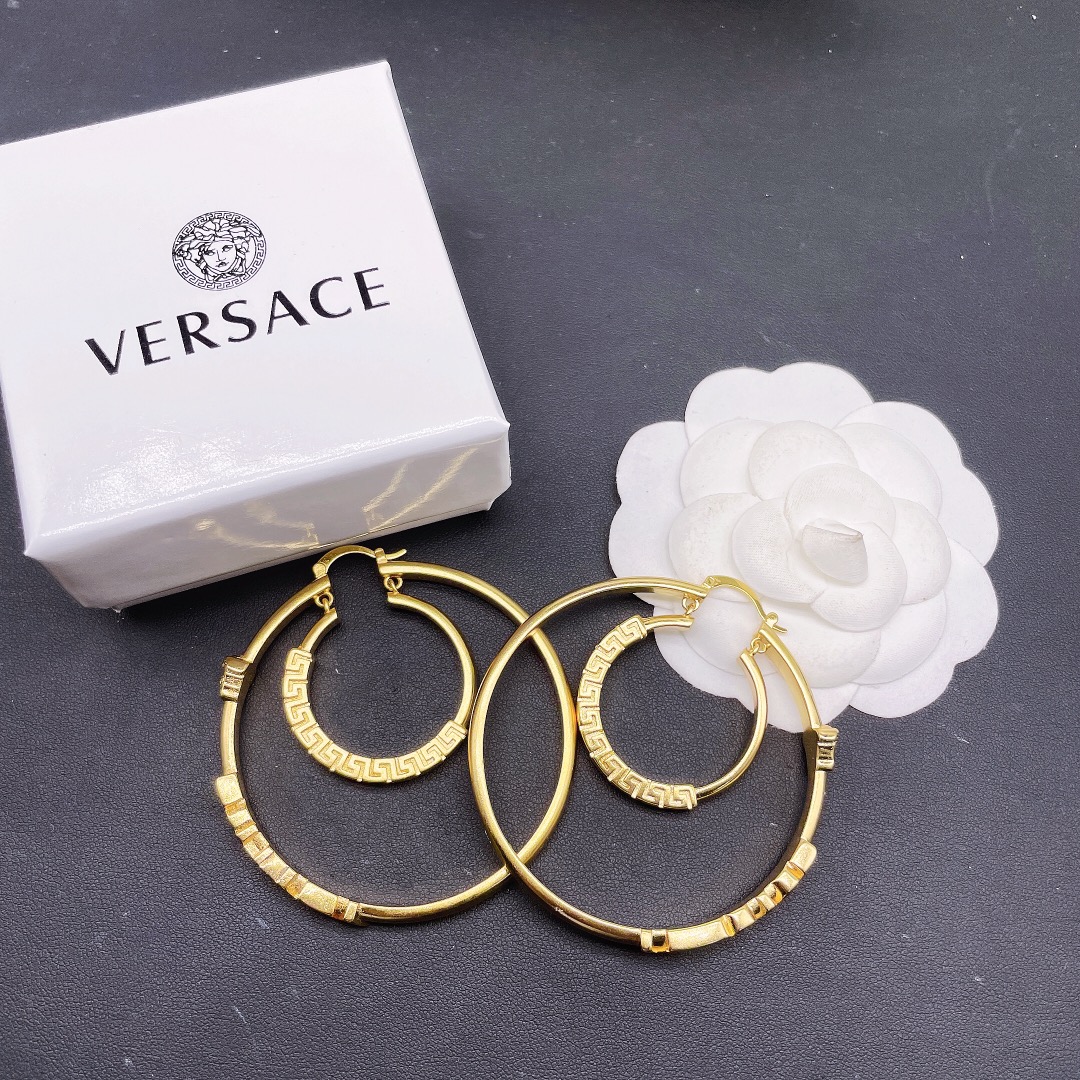Versace La Medusa Greca Hoop Earrings - DesignerGu