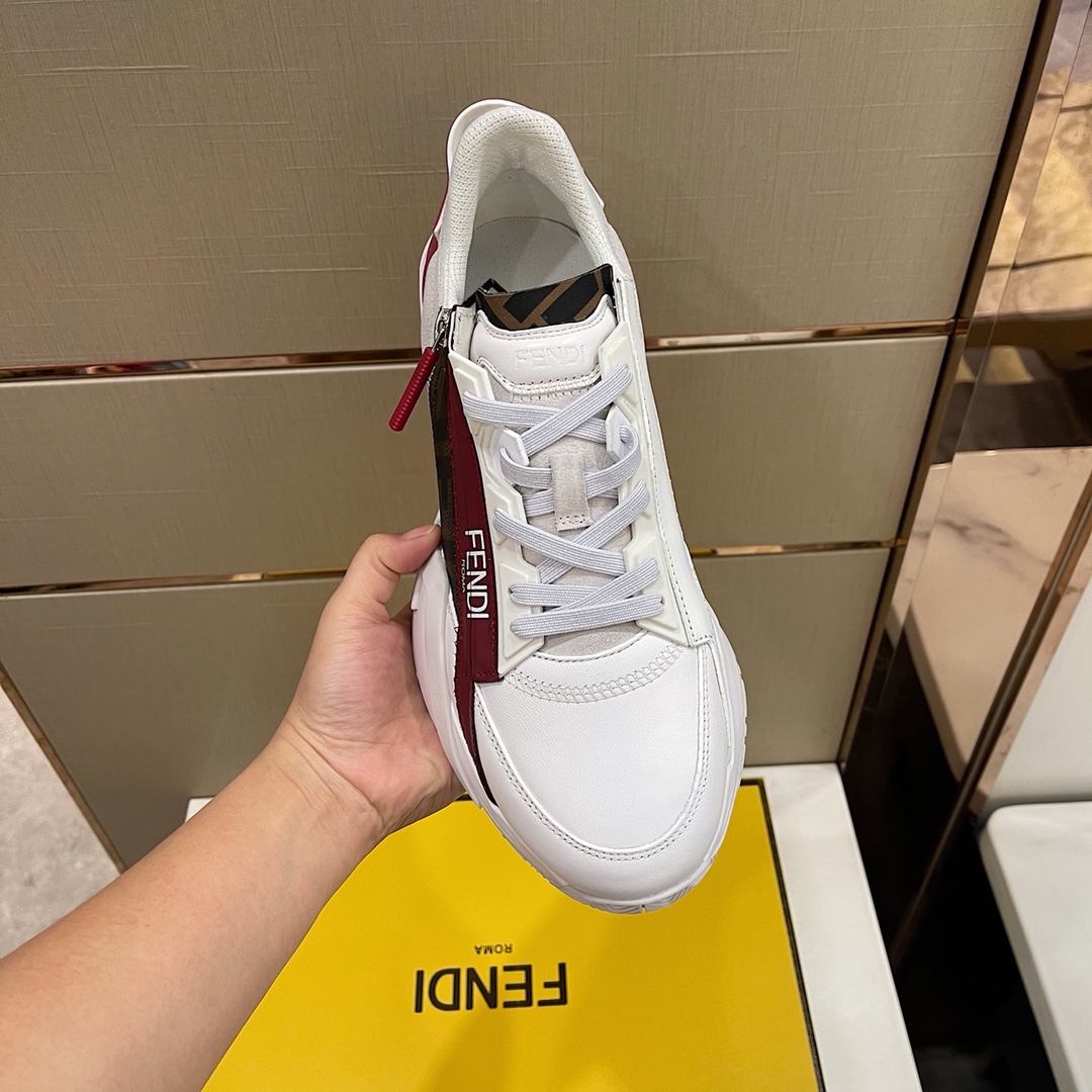 Fendi Flow White Leather Sneakers - DesignerGu