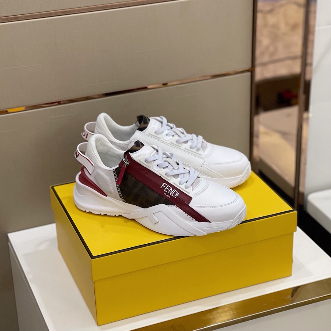 Fendi Flow White Leather Sneakers - DesignerGu