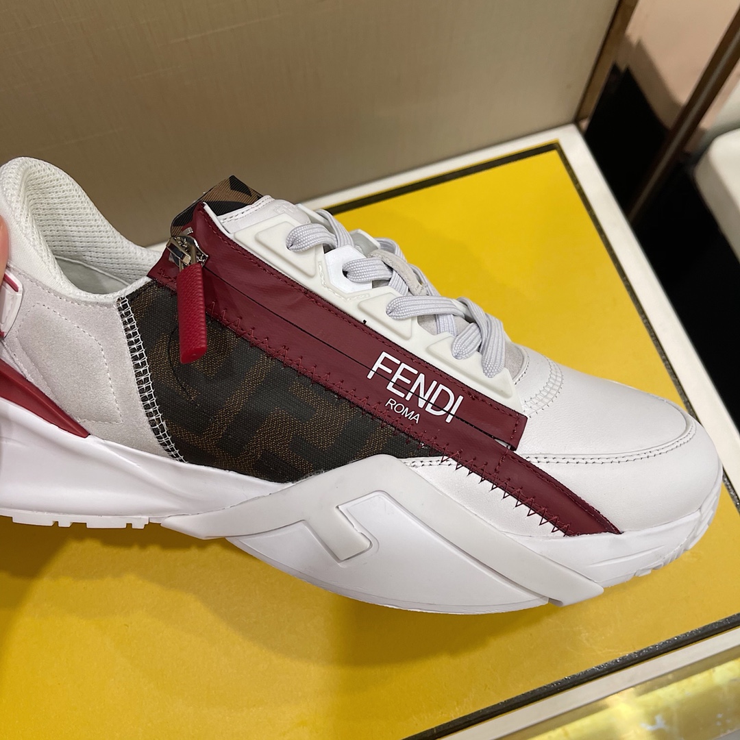 Fendi Flow White Leather Sneakers - DesignerGu