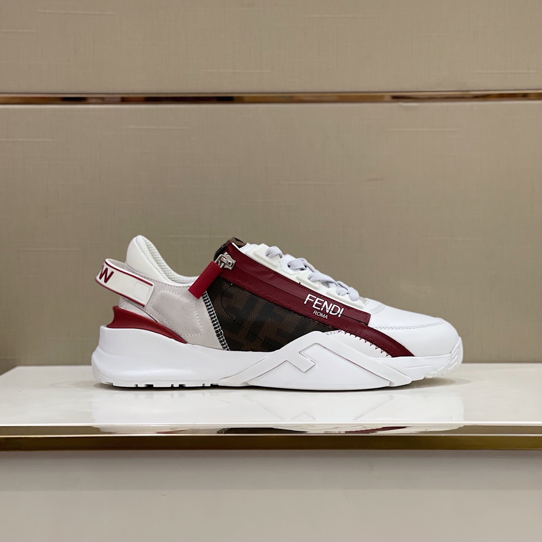 Fendi Flow White Leather Sneakers - DesignerGu