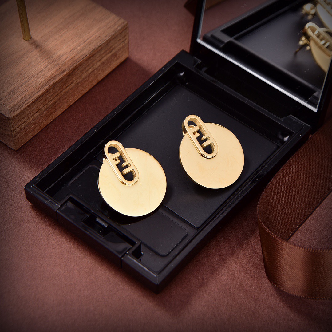 Fendi O’Lock Gold-Coloured Earrings - DesignerGu