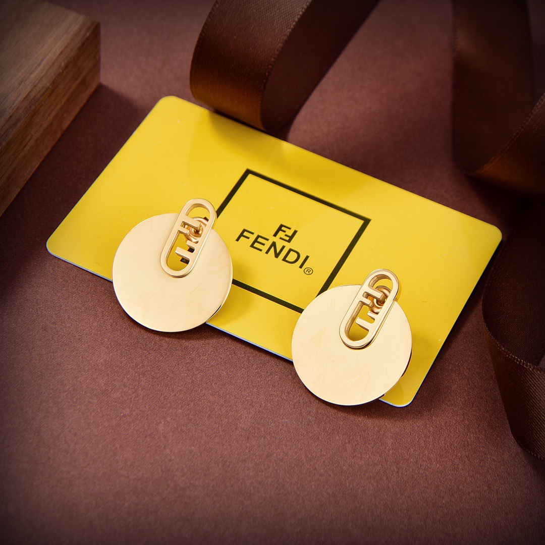 Fendi O’Lock Gold-Coloured Earrings - DesignerGu