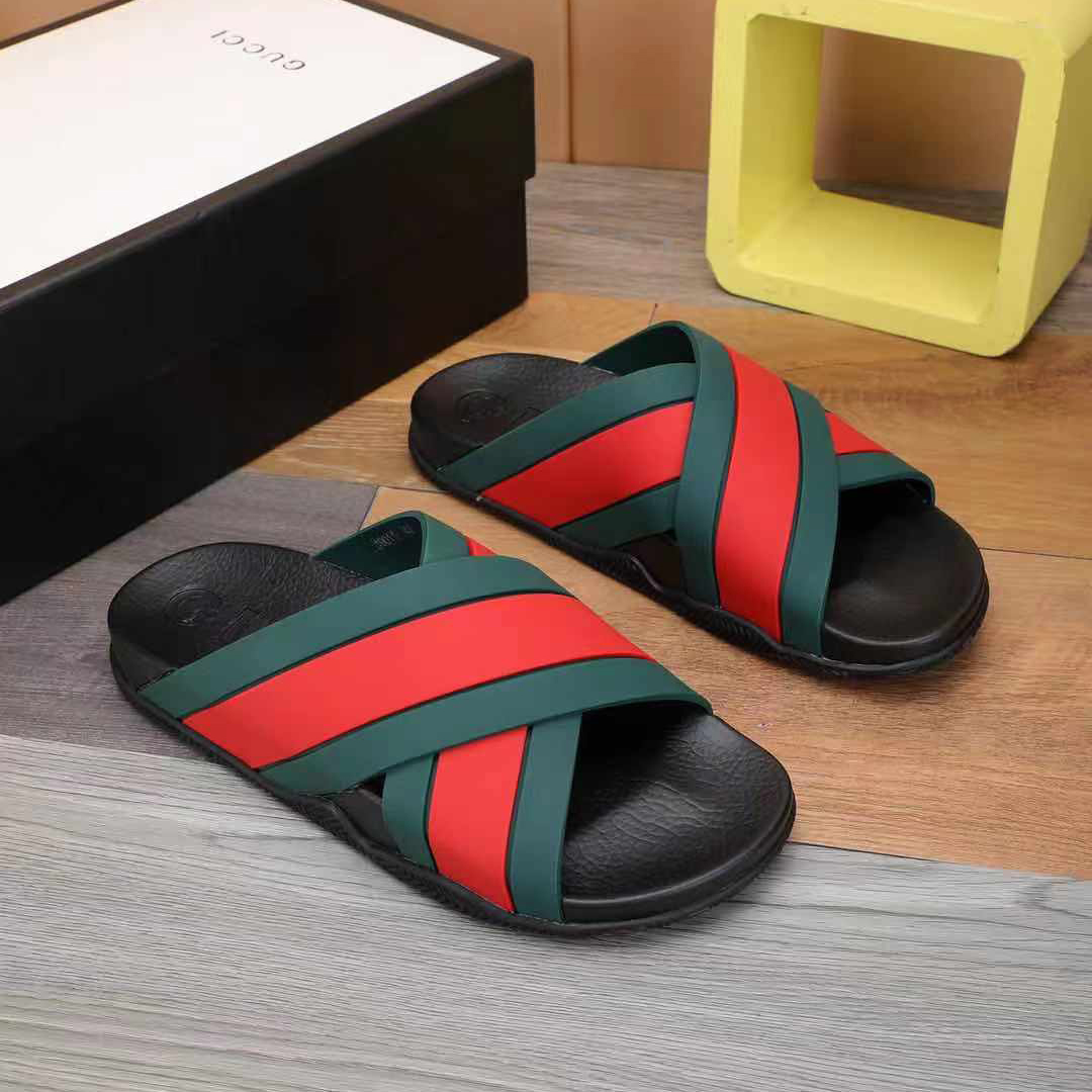 Gucci  Slide Sandals With Web - DesignerGu