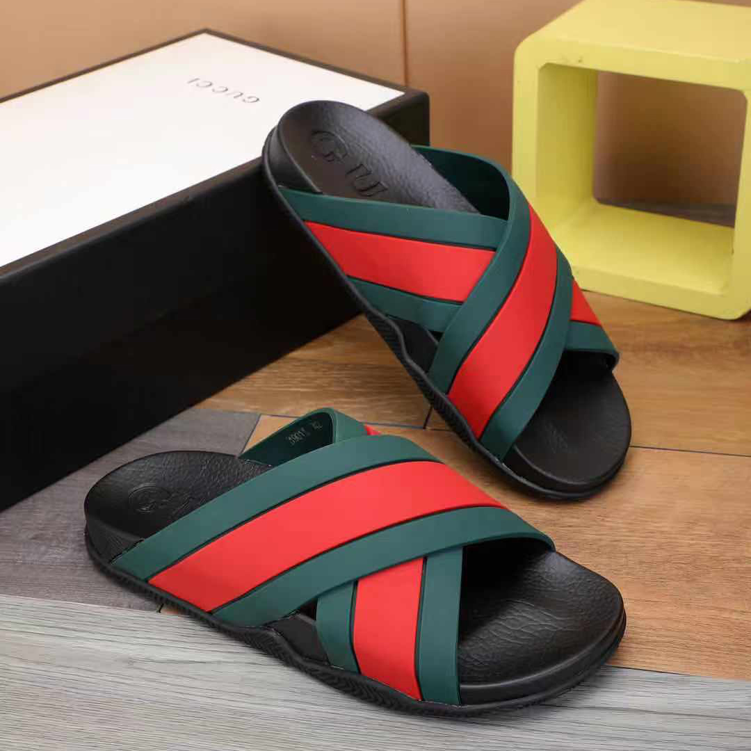 Gucci  Slide Sandals With Web - DesignerGu