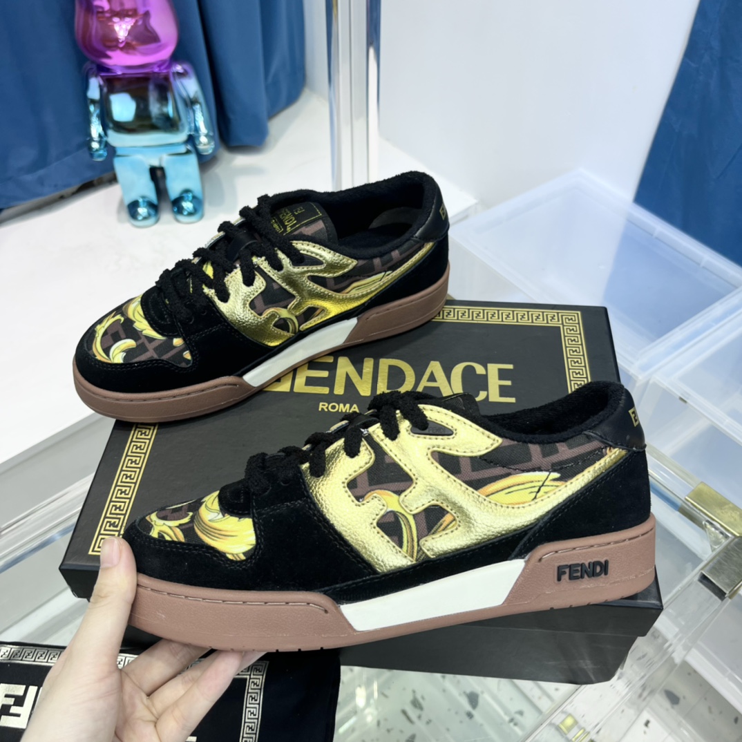 Fendi Match Fendace Black  Suede Low-Tops Sneaker - DesignerGu