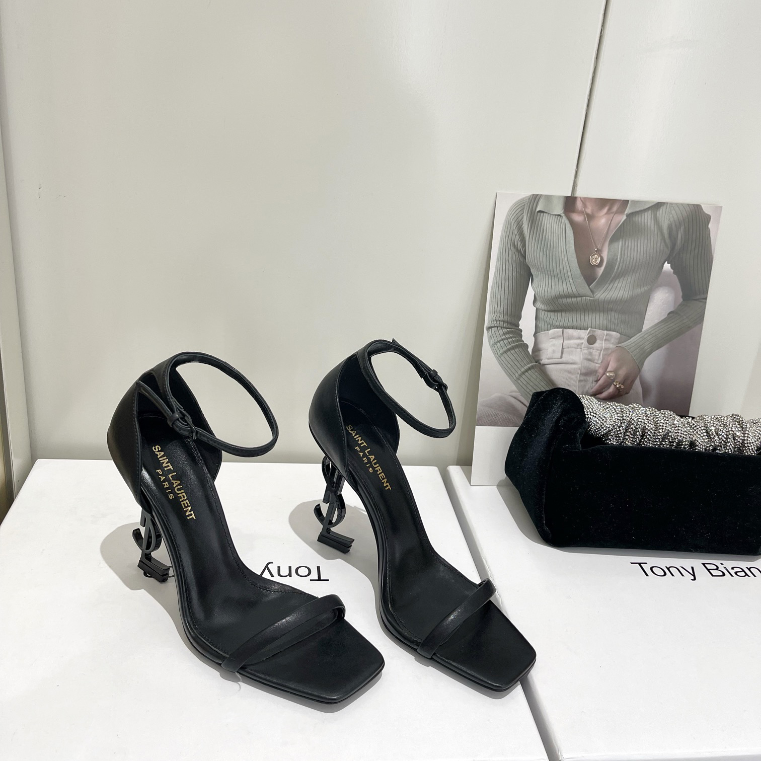 Saint Laurent Opyum Sandals In Patent Leather With Black-Tone Heel— Heel Higth 90mm - DesignerGu