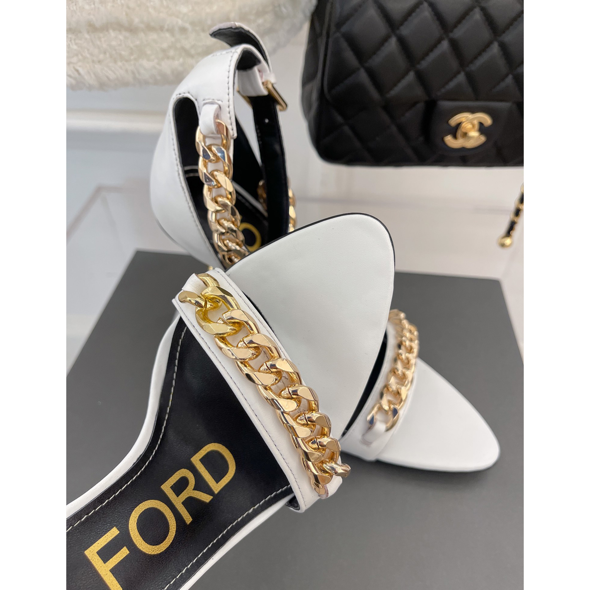 Tom Ford Chain-Trimmed Leather Sandals With Heel Height Of 10.5cm - DesignerGu