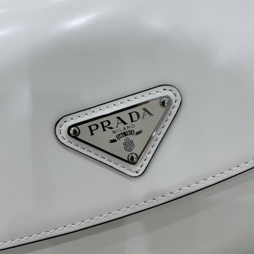 Prada Cleo Brushed Leather Shoulder Bag In White(24-19-6cm)   1BD303 - DesignerGu