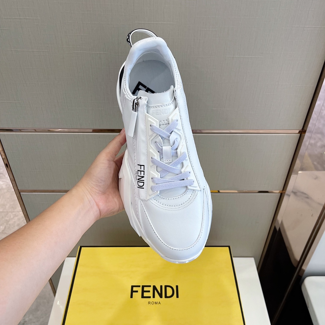 Fendi Flow White Leather Low-Tops Sneakers - DesignerGu