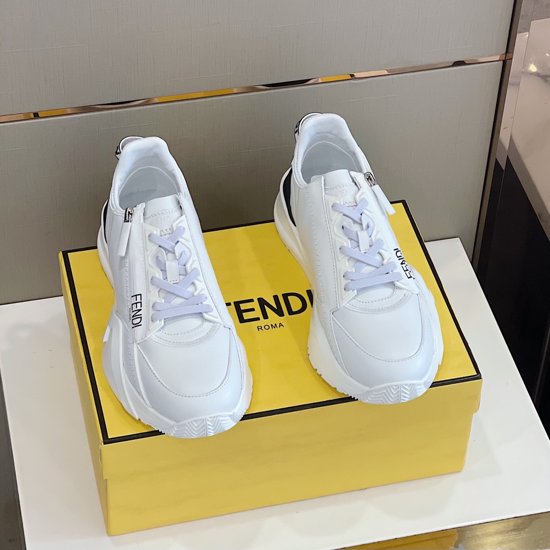 Fendi Flow White Leather Low-Tops Sneakers - DesignerGu