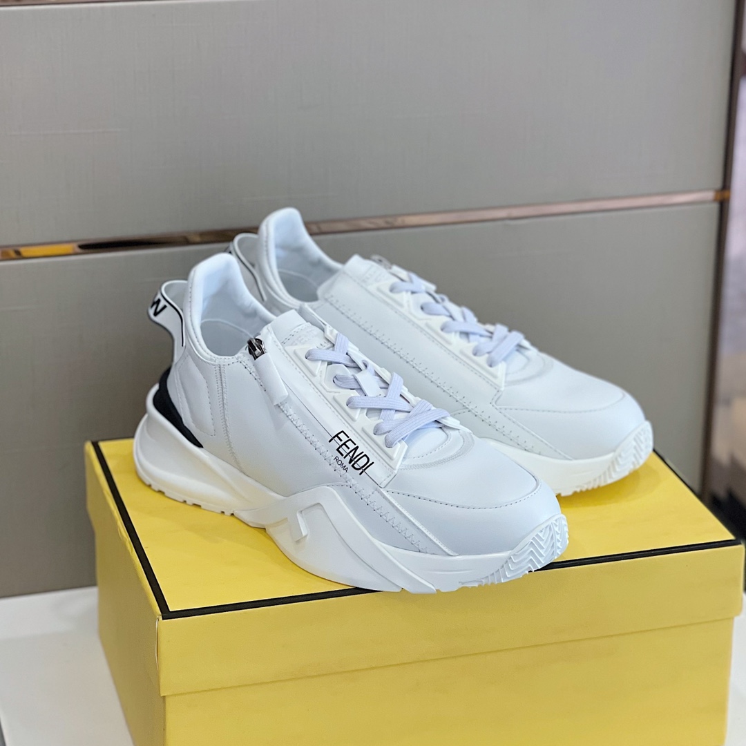 Fendi Flow White Leather Low-Tops Sneakers - DesignerGu