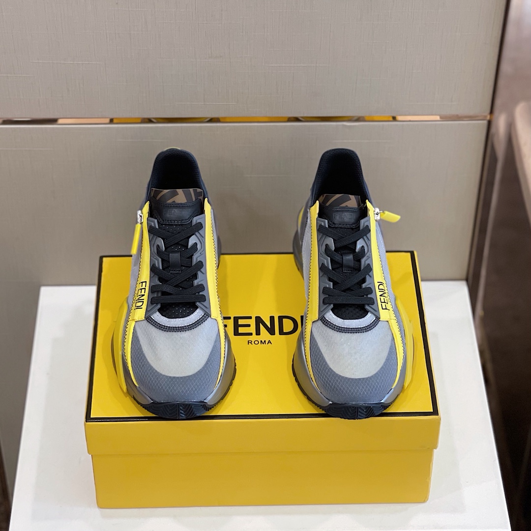 Fendi Flow Grey Nylon Low-Tops Sneakers - DesignerGu