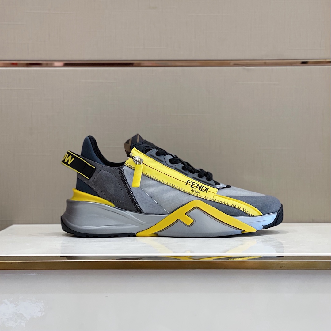 Fendi Flow Grey Nylon Low-Tops Sneakers - DesignerGu