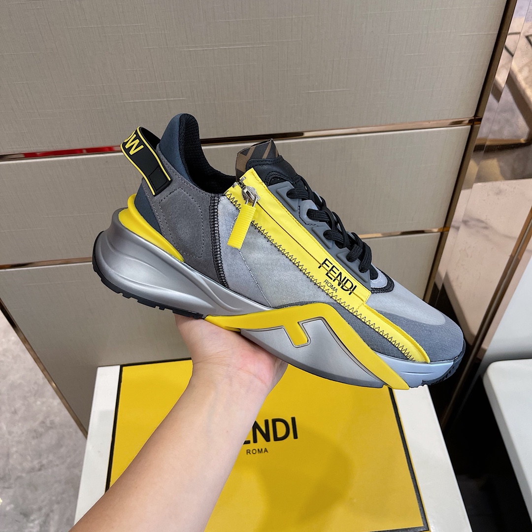 Fendi Flow Grey Nylon Low-Tops Sneakers - DesignerGu