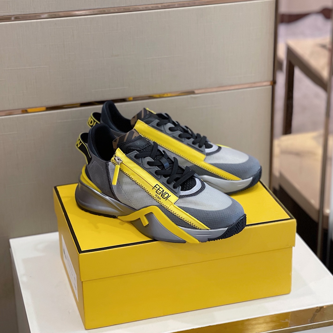 Fendi Flow Grey Nylon Low-Tops Sneakers - DesignerGu