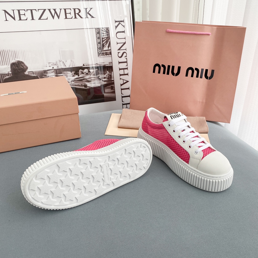 Miu Miu Mesh Flatform Sneakers - DesignerGu