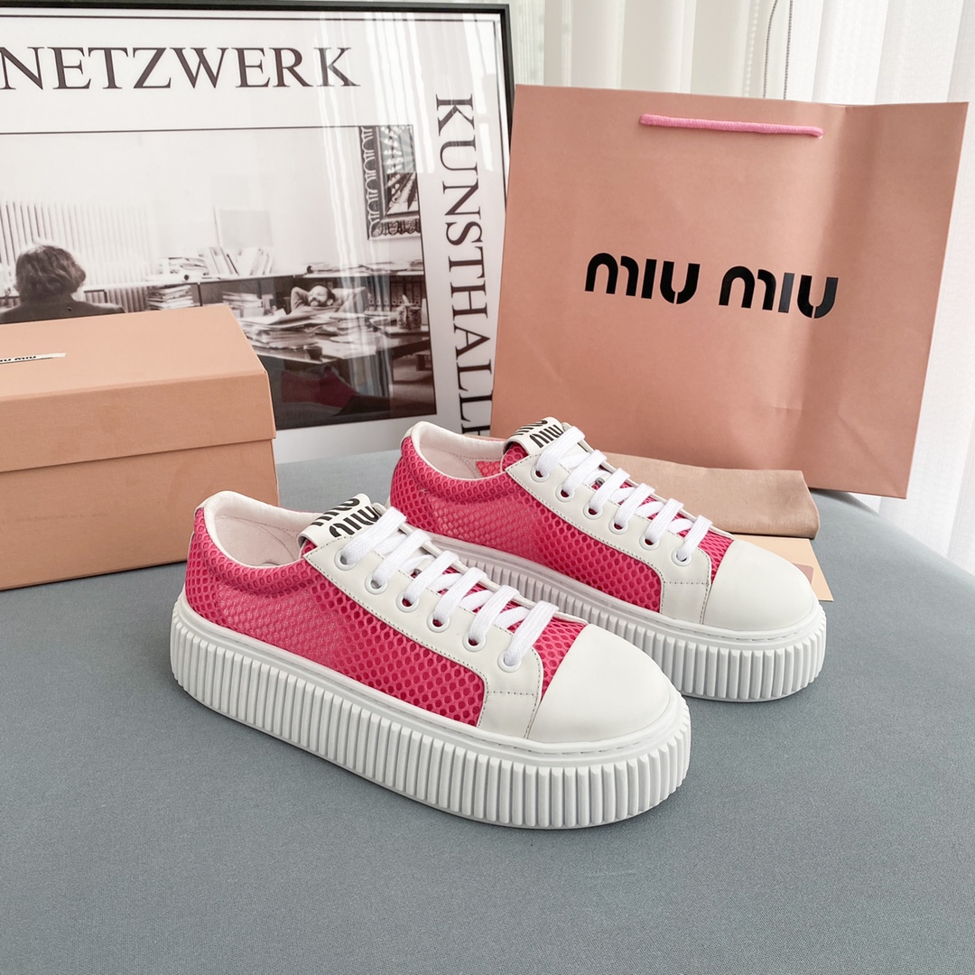 Miu Miu Mesh Flatform Sneakers - DesignerGu