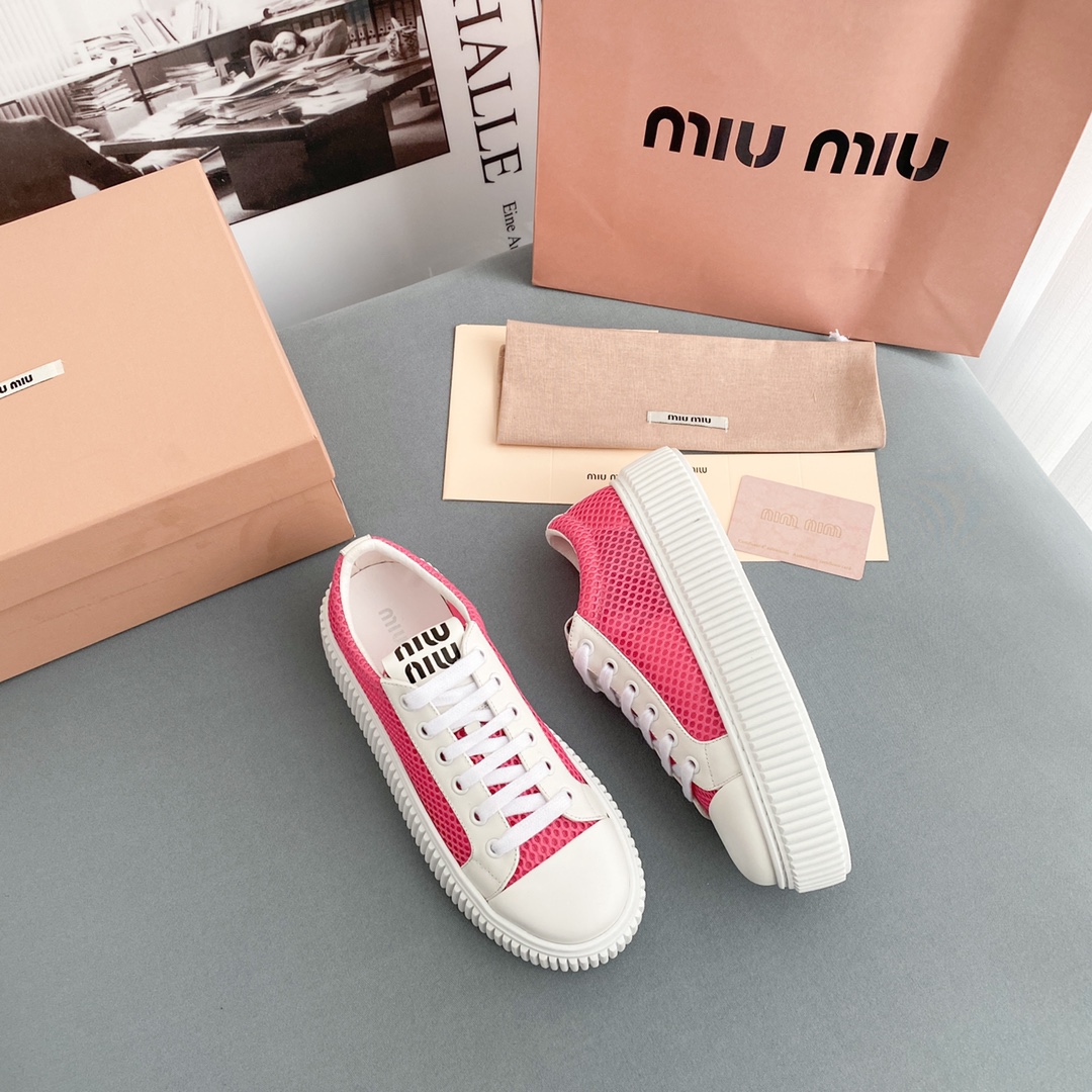 Miu Miu Mesh Flatform Sneakers - DesignerGu