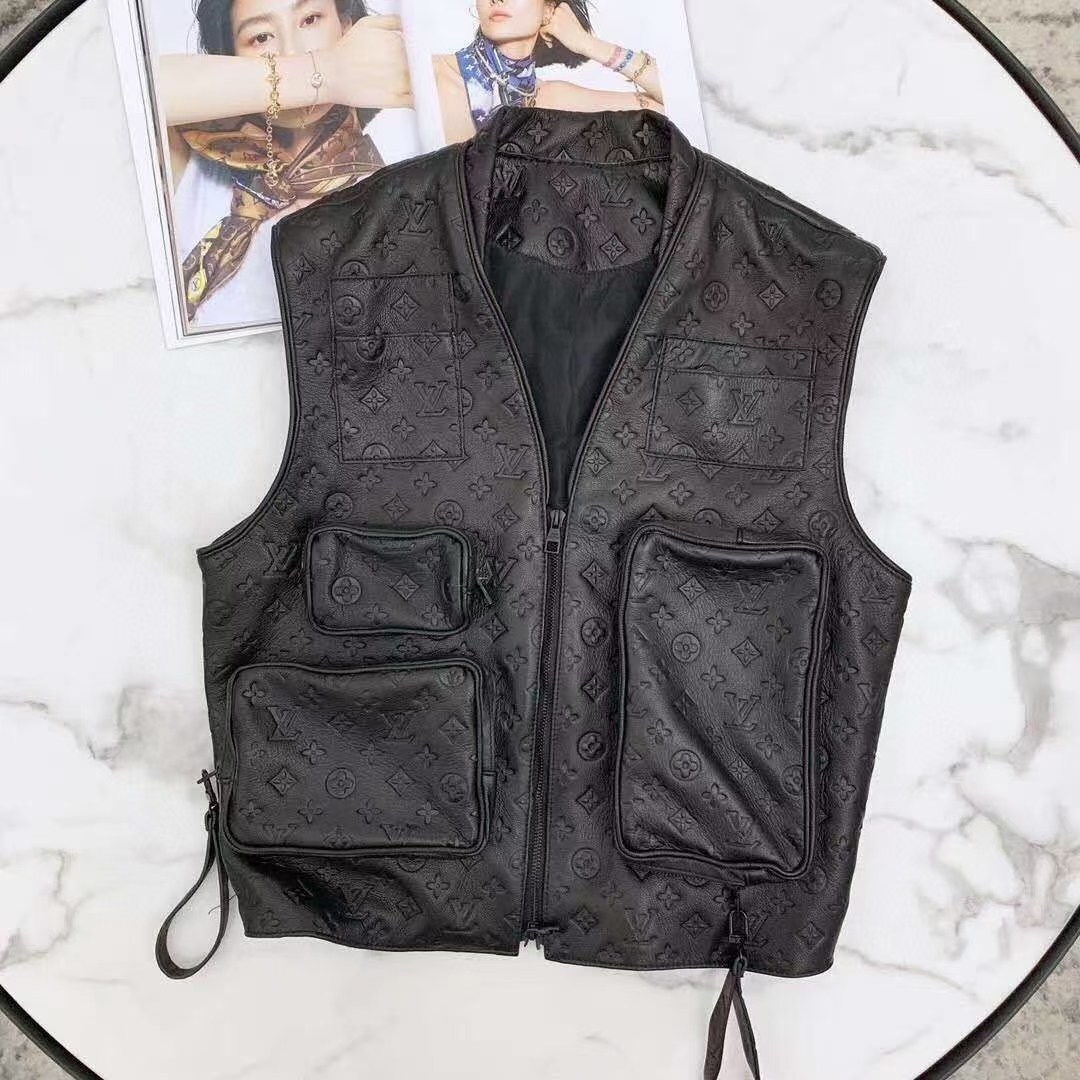 Louis Vuitton Black Monogram Leather Vest - DesignerGu