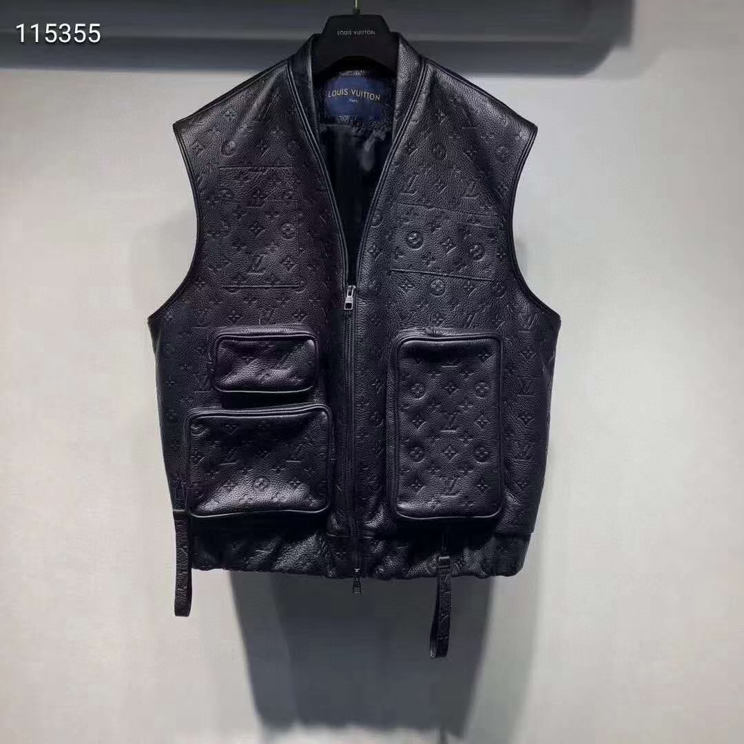 Louis Vuitton Black Monogram Leather Vest - DesignerGu