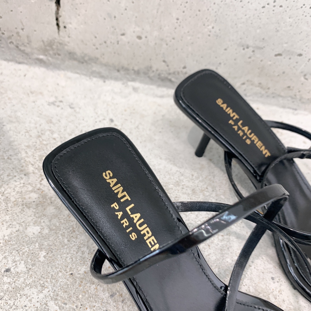 Saint Laurent Nuit Sandals In Patent Leather - DesignerGu