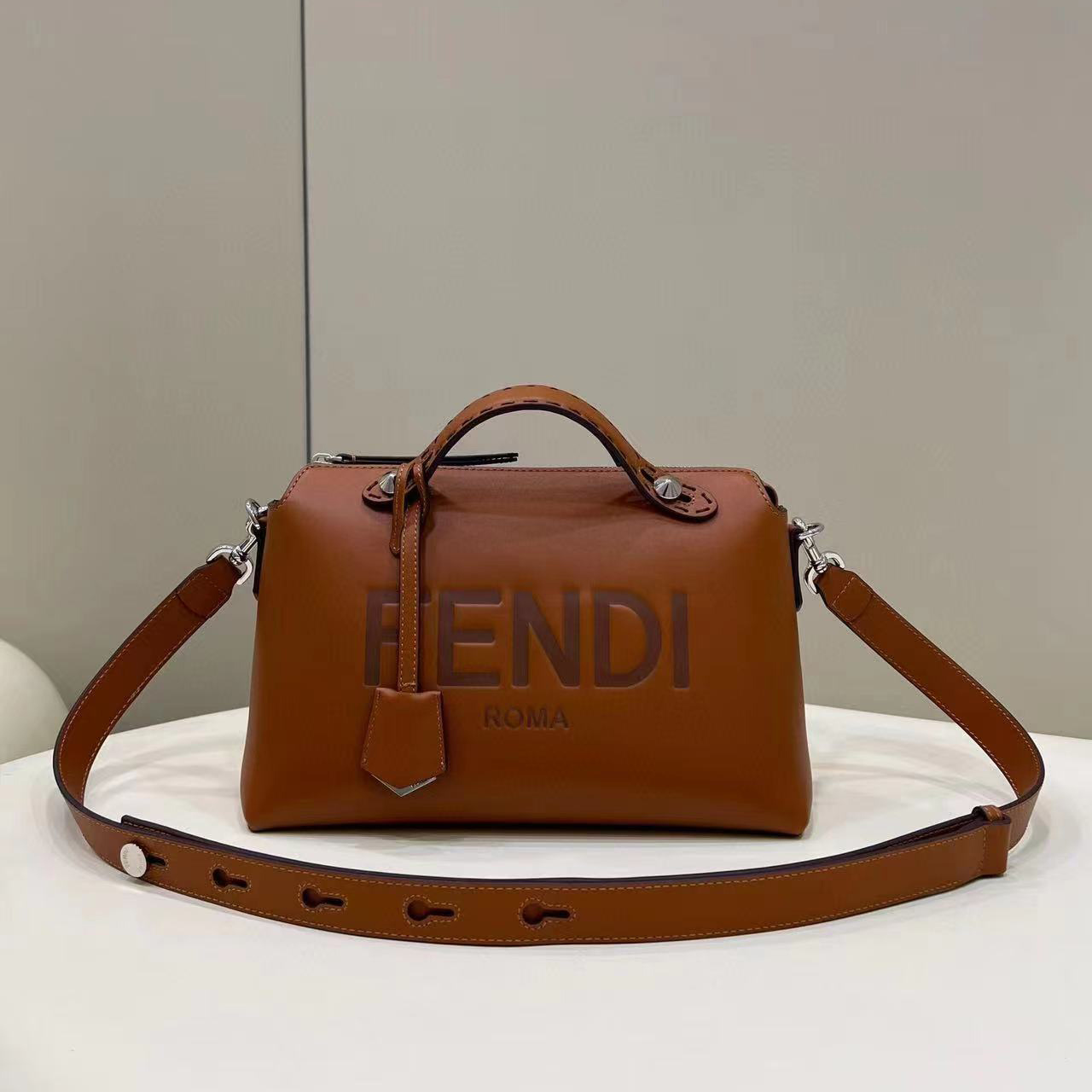 Fendi By The Way Medium Brown Leather Boston Bag(28-20-11CM) - DesignerGu