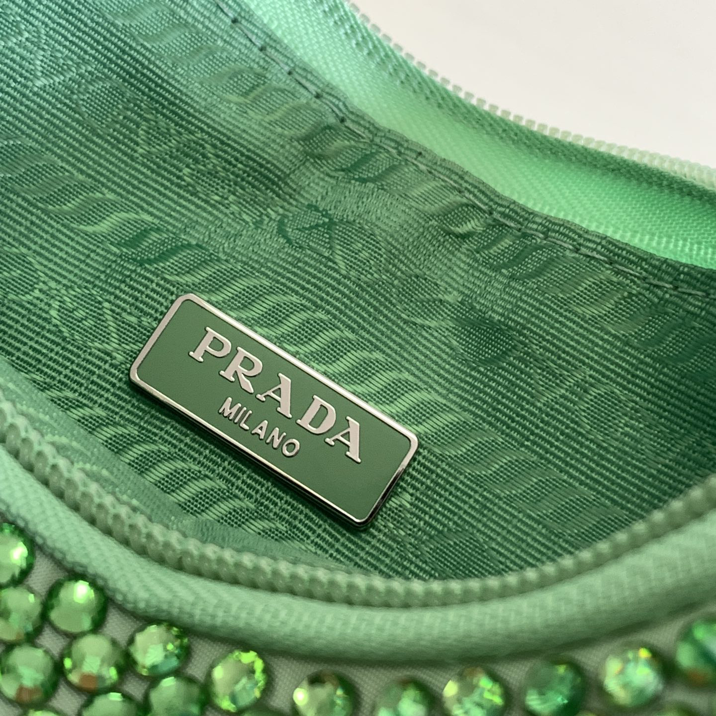 Prada Satin Bag With Artificial Crystals(23-13-5CM) - DesignerGu