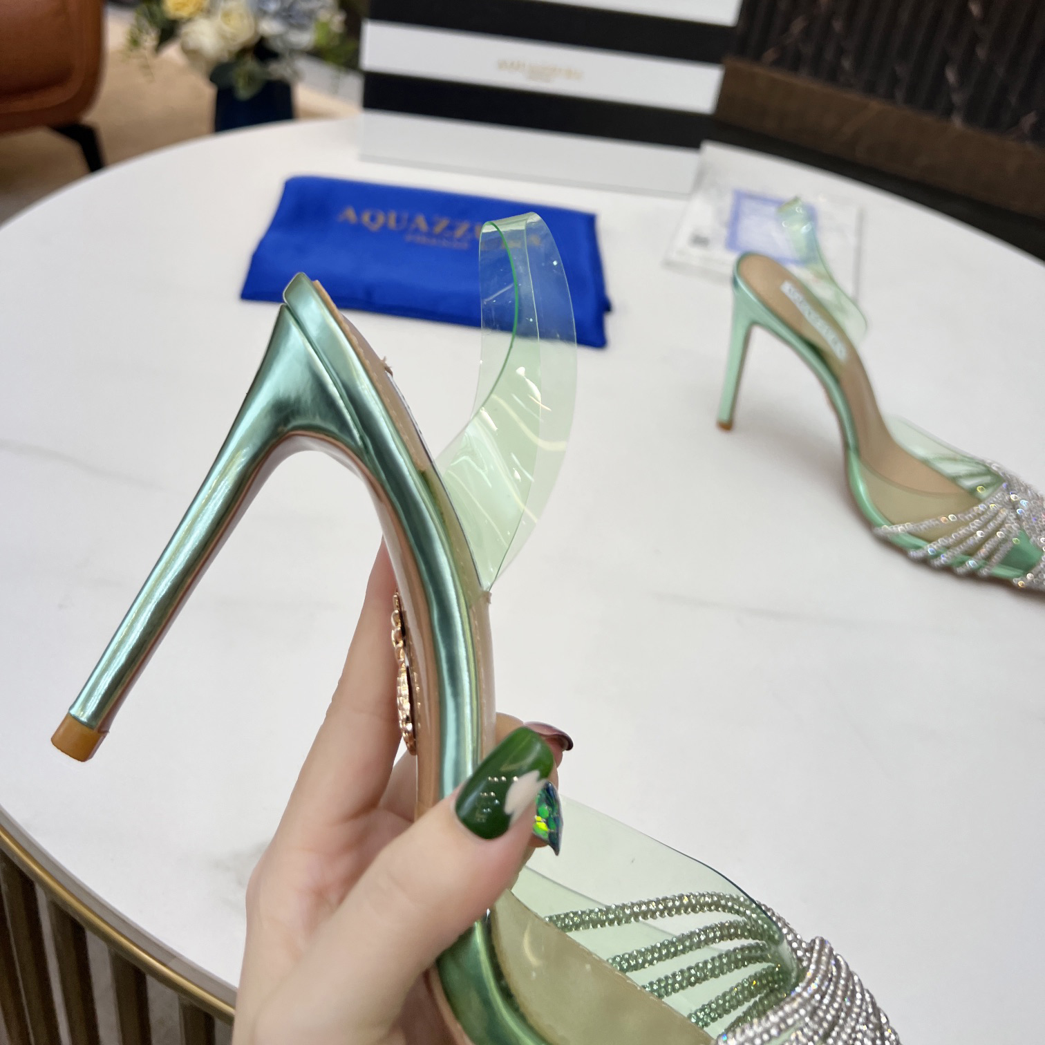 Aquazzura Gatsby Sling Satin 105 - DesignerGu