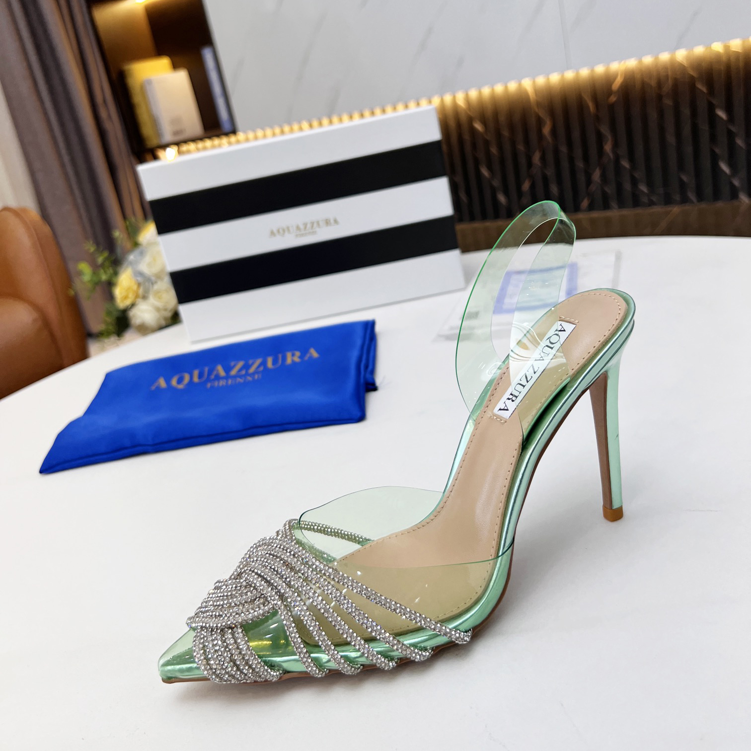 Aquazzura Gatsby Sling Satin 105 - DesignerGu