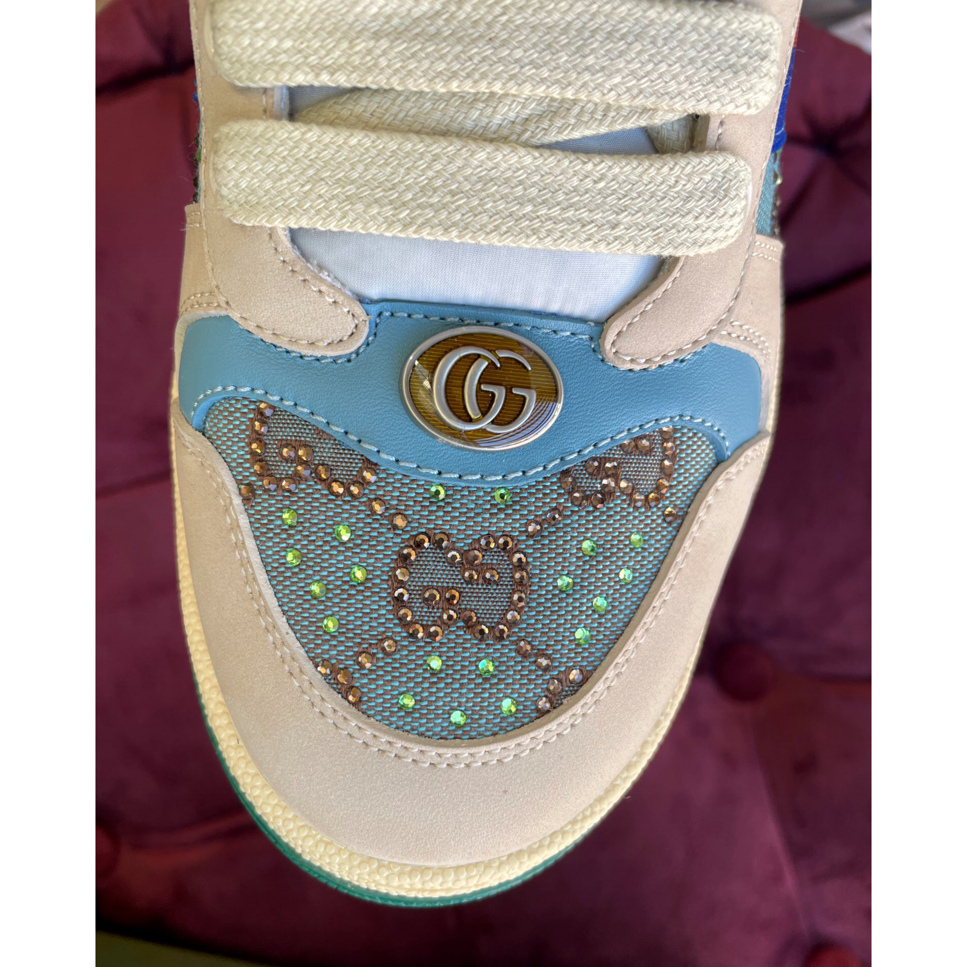 Gucci Women's Screener Sneaker With Crystals - DesignerGu