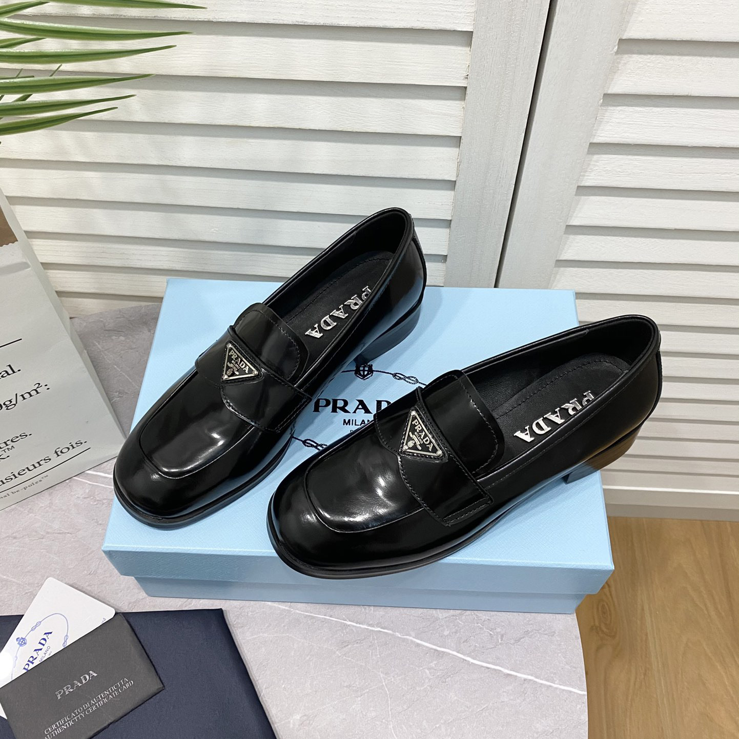 Prada Chocolate Brushed Leather Loafers - DesignerGu