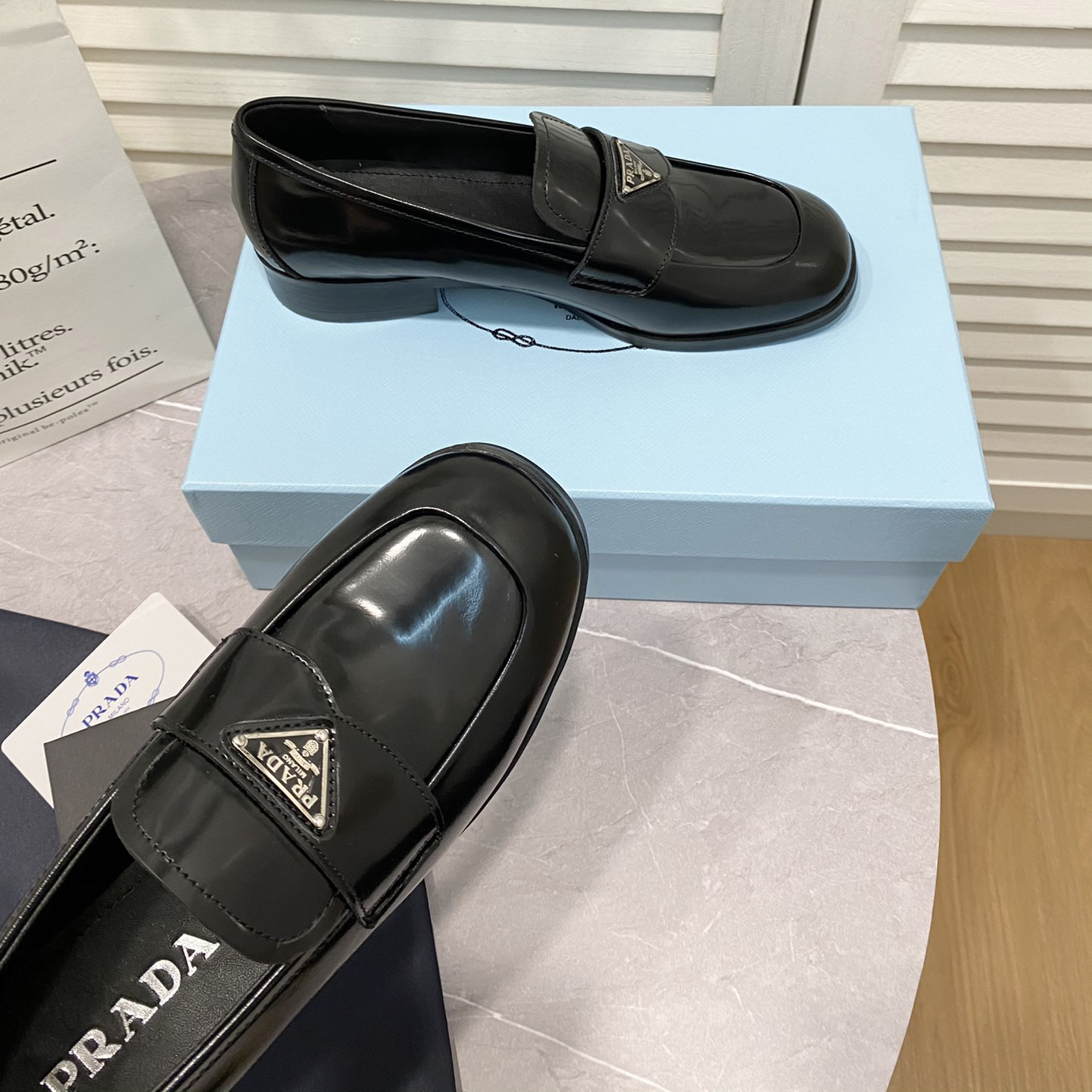 Prada Chocolate Brushed Leather Loafers - DesignerGu