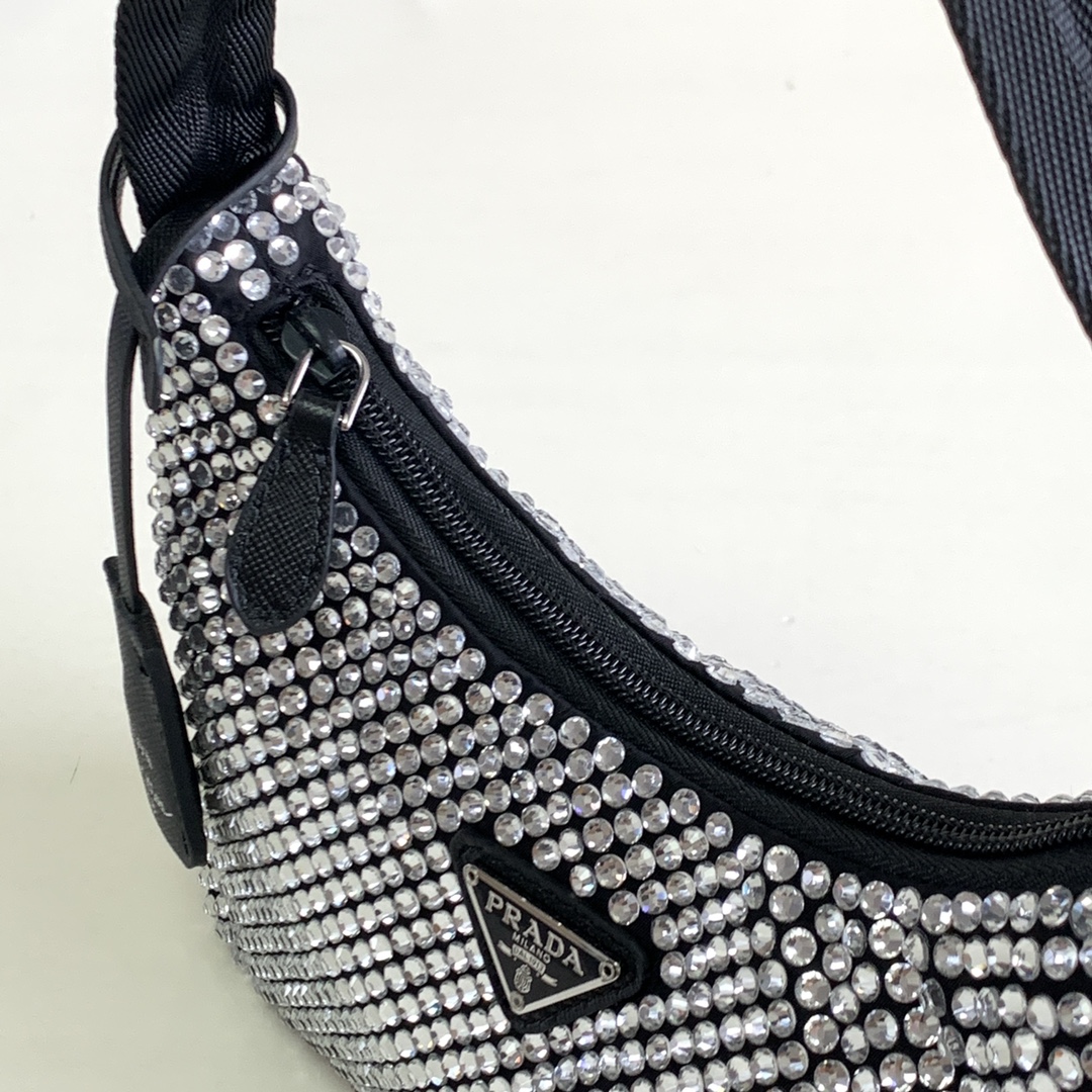 Prada Satin Bag With Artificial Crystals(23-13-5CM) - DesignerGu