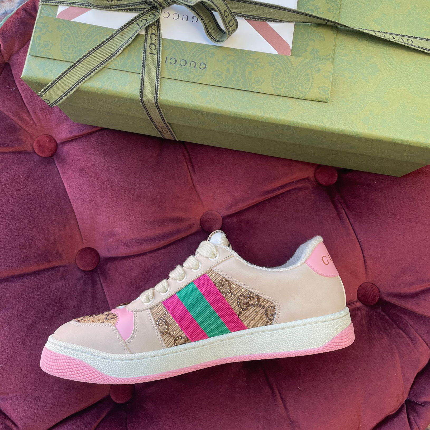 Gucci Women's Screener Sneaker With Crystals - DesignerGu