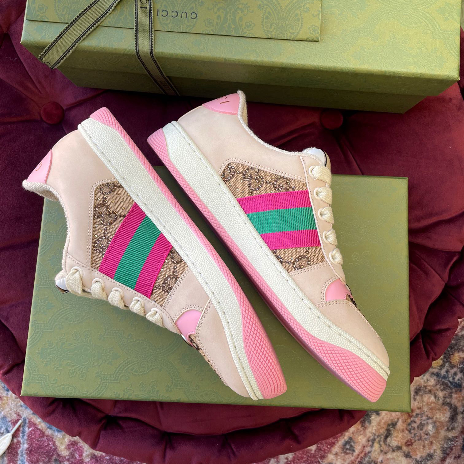 Gucci Women's Screener Sneaker With Crystals - DesignerGu