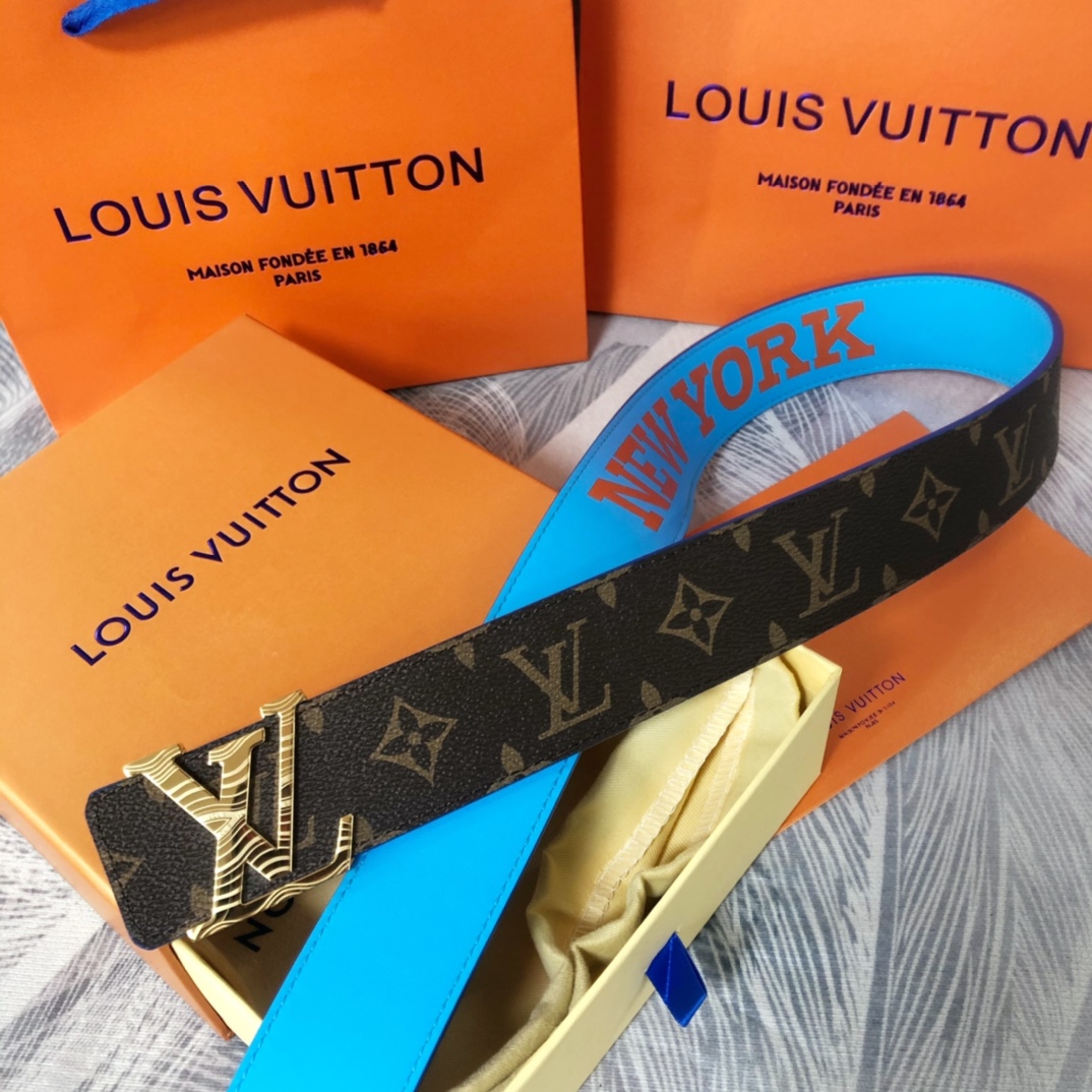 Louis Vuitton LV Pyramide Cities Exclusive 40MM Reversible Belt—New York - DesignerGu