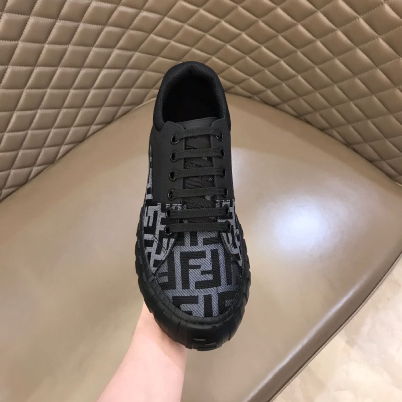 Fendi Force Black fabric low-Tops Sneakers - DesignerGu