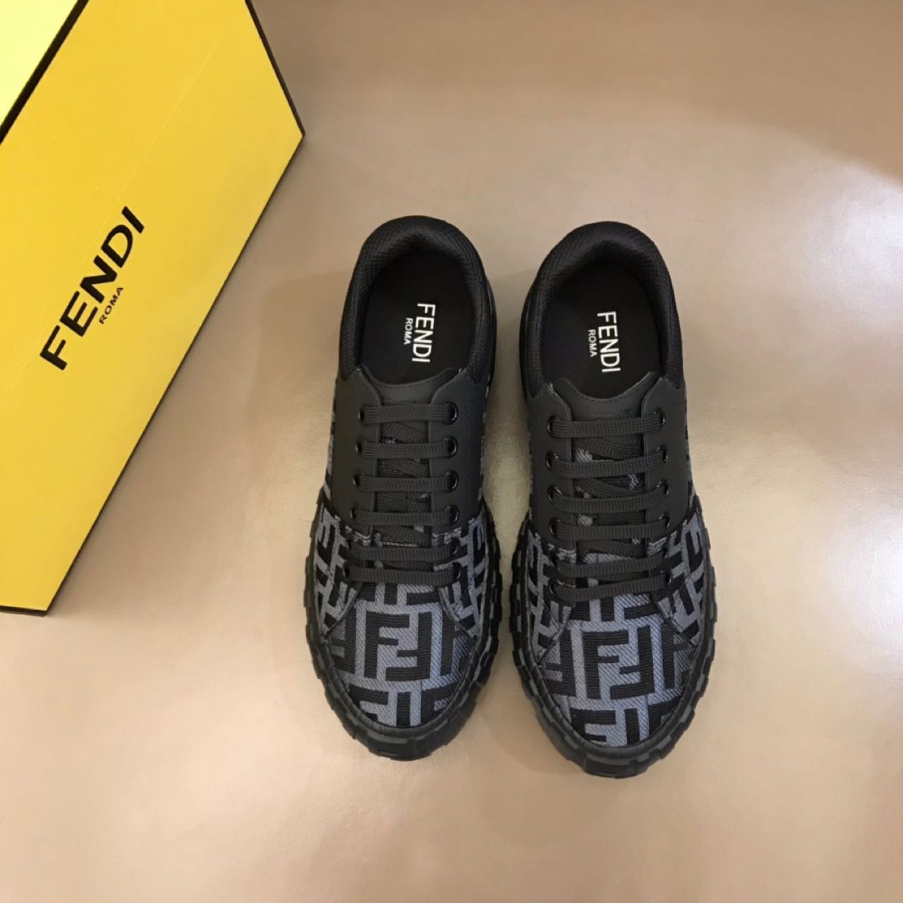 Fendi Force Black fabric low-Tops Sneakers - DesignerGu