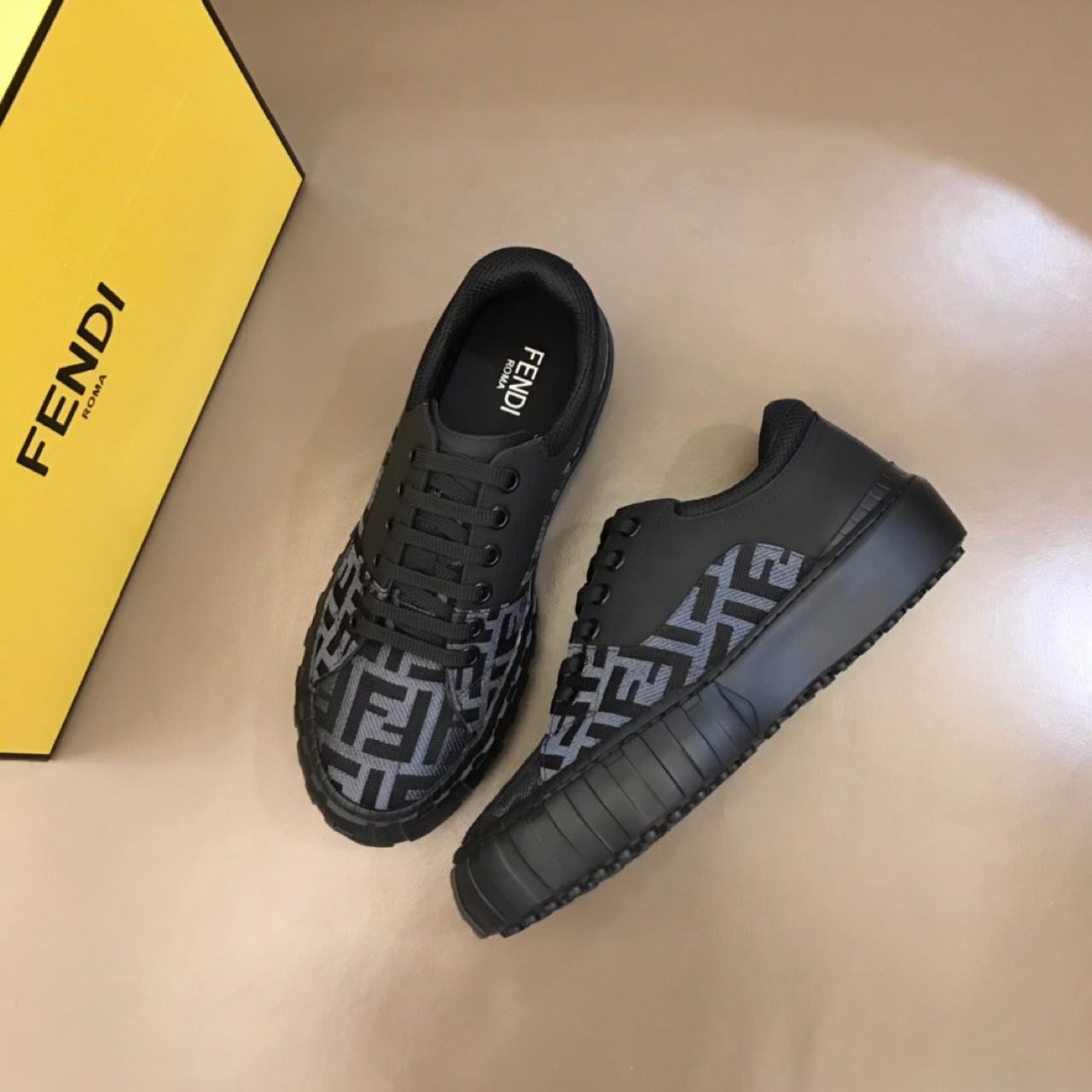 Fendi Force Black fabric low-Tops Sneakers - DesignerGu