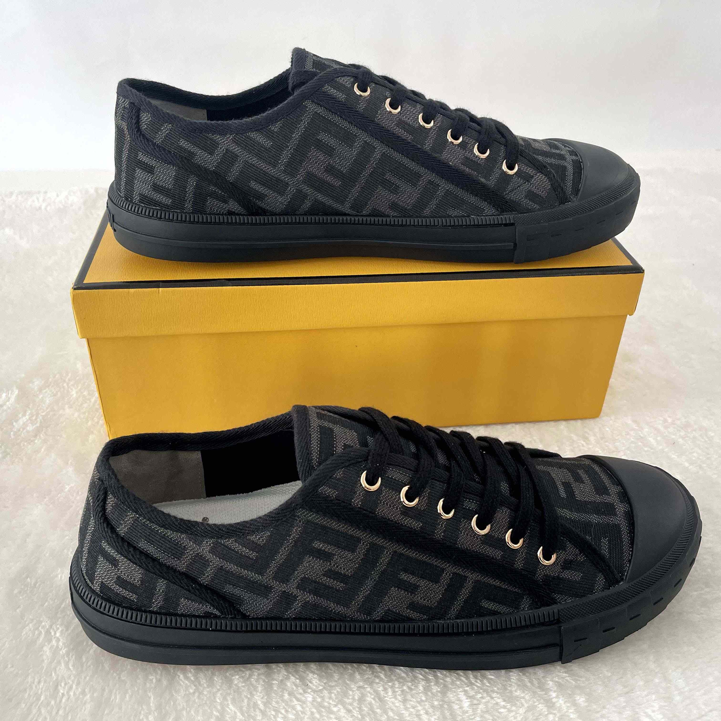 Fendi Domino Black Fabric Low-Tops Sneakers - DesignerGu