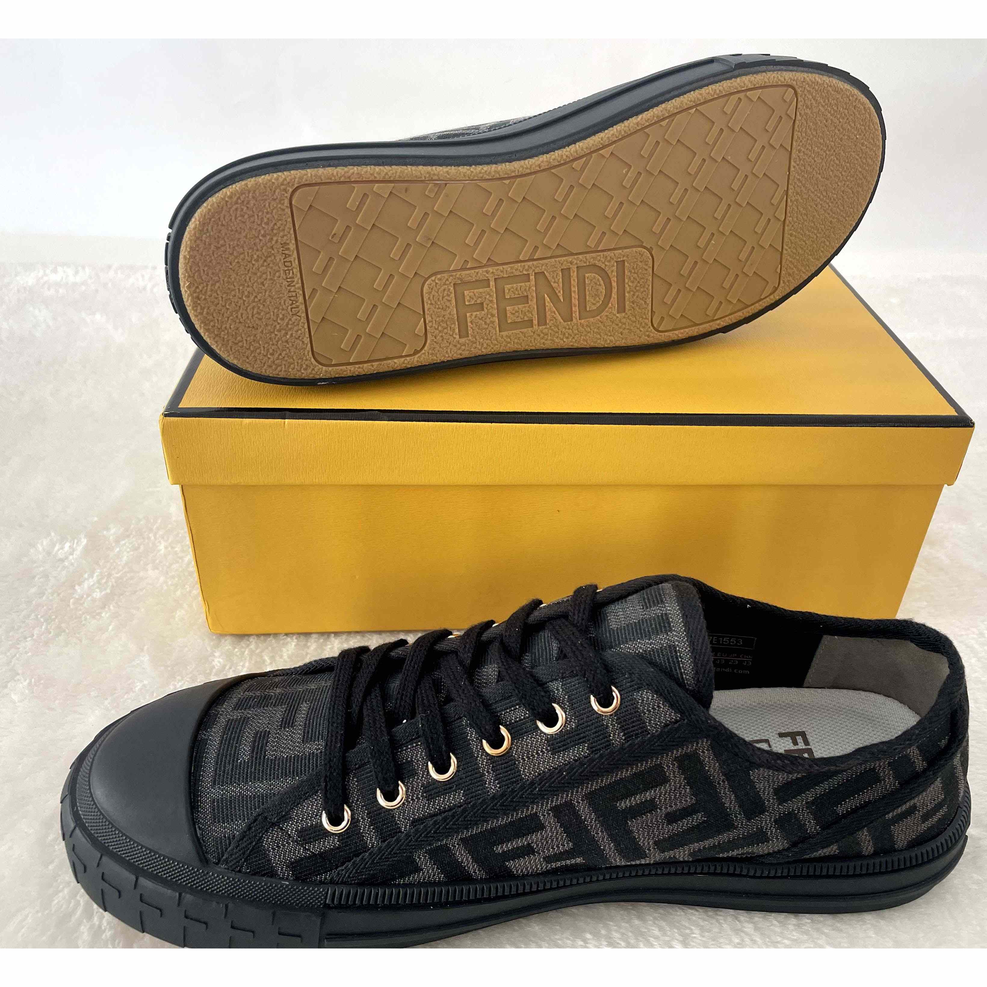 Fendi Domino Black Fabric Low-Tops Sneakers - DesignerGu