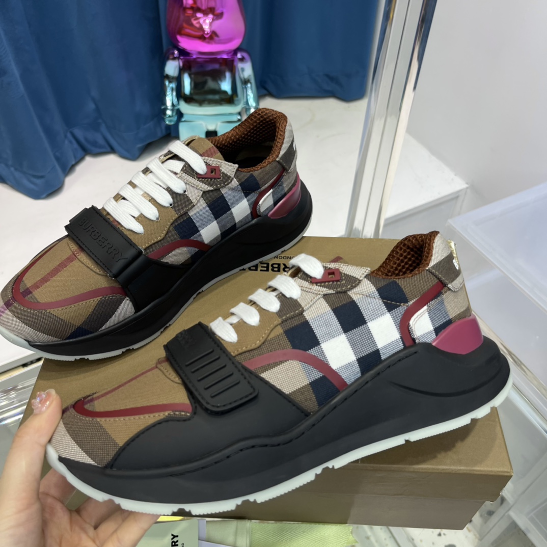 Burberry Check Cotton Sneakers - DesignerGu