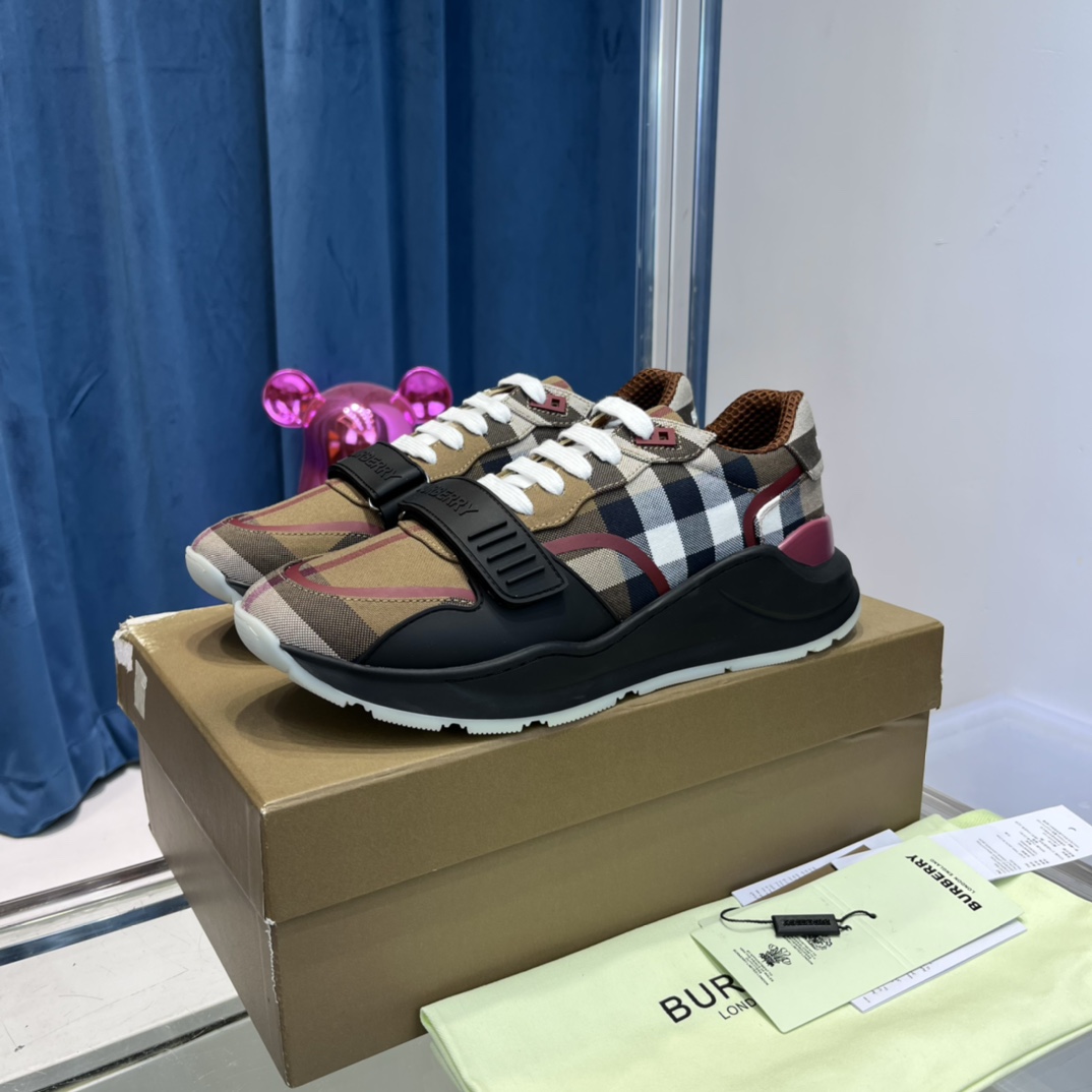 Burberry Check Cotton Sneakers - DesignerGu