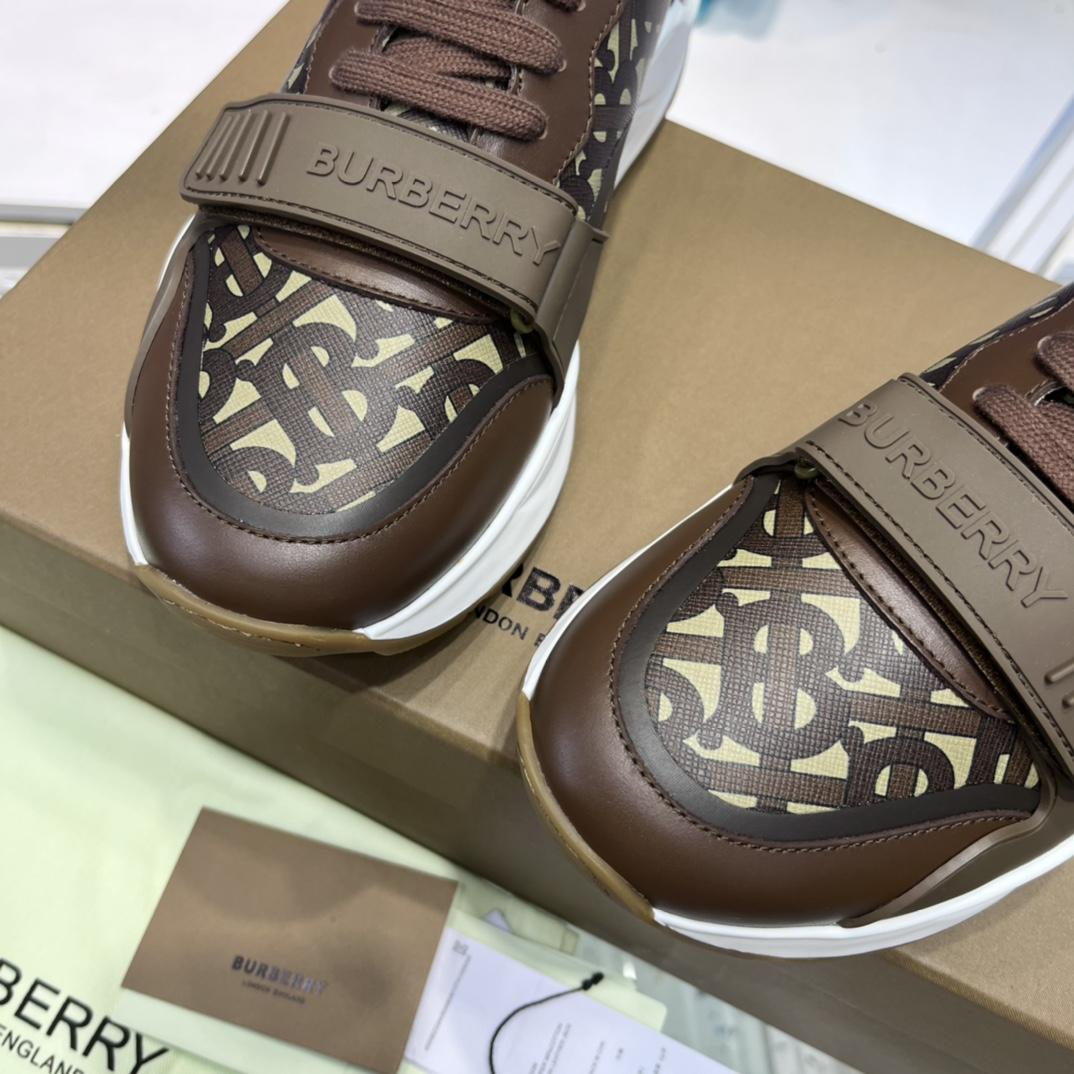 Burberry Monogram Nylon And Leather Sneakers - DesignerGu