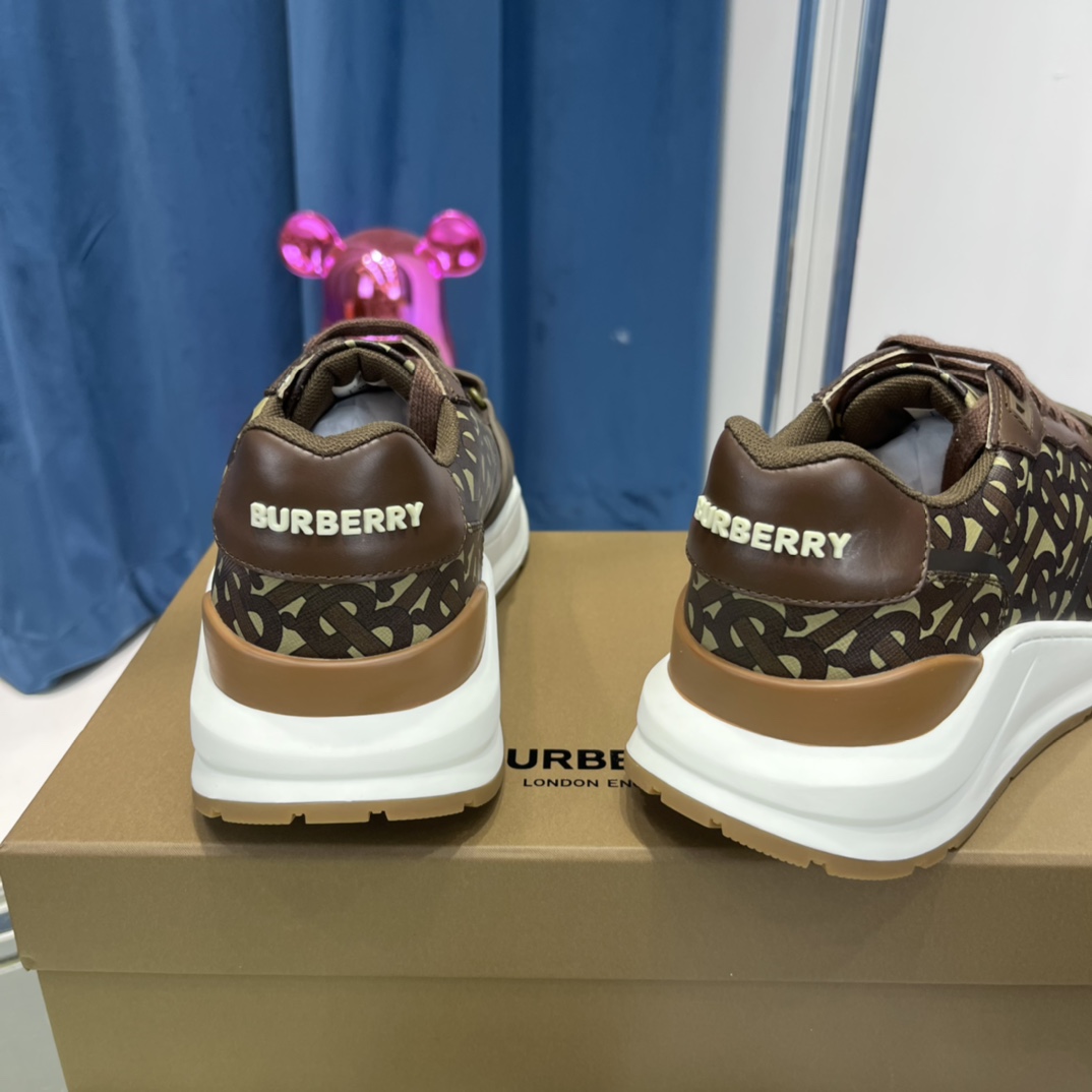 Burberry Monogram Nylon And Leather Sneakers - DesignerGu