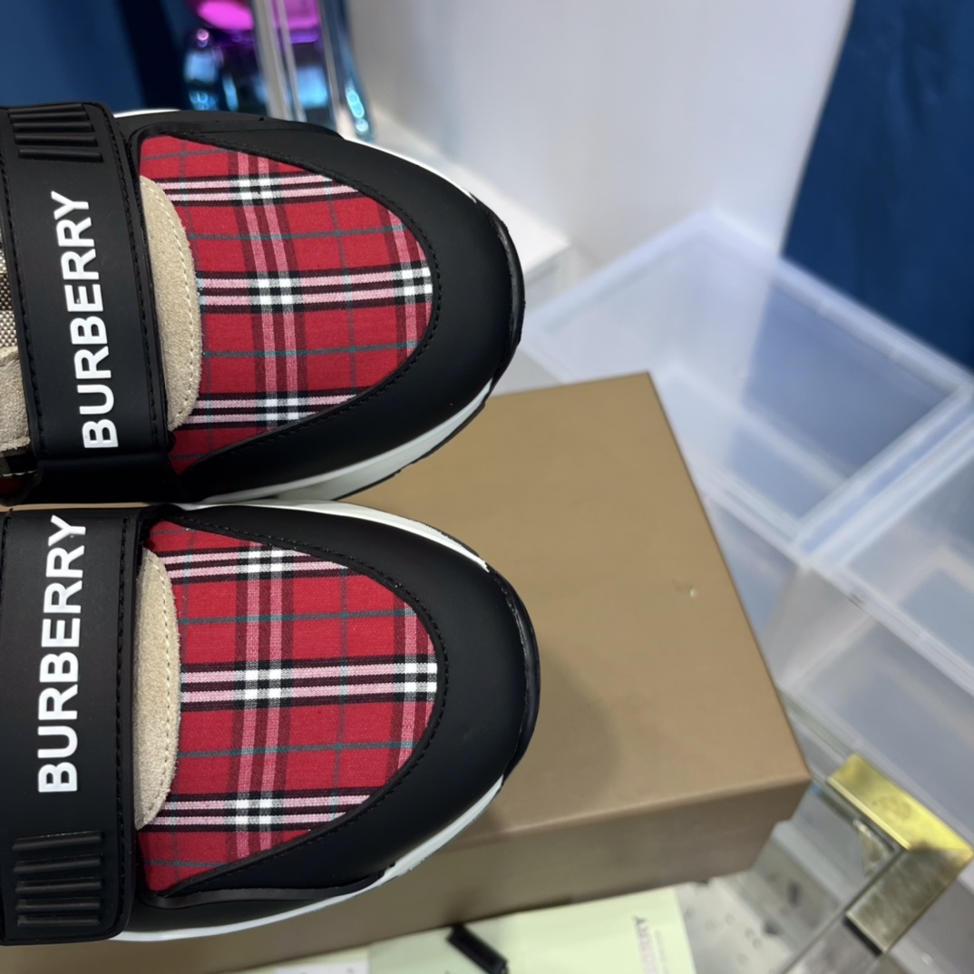 Burberry Leather And Vintage Check Cotton Sneakers - DesignerGu