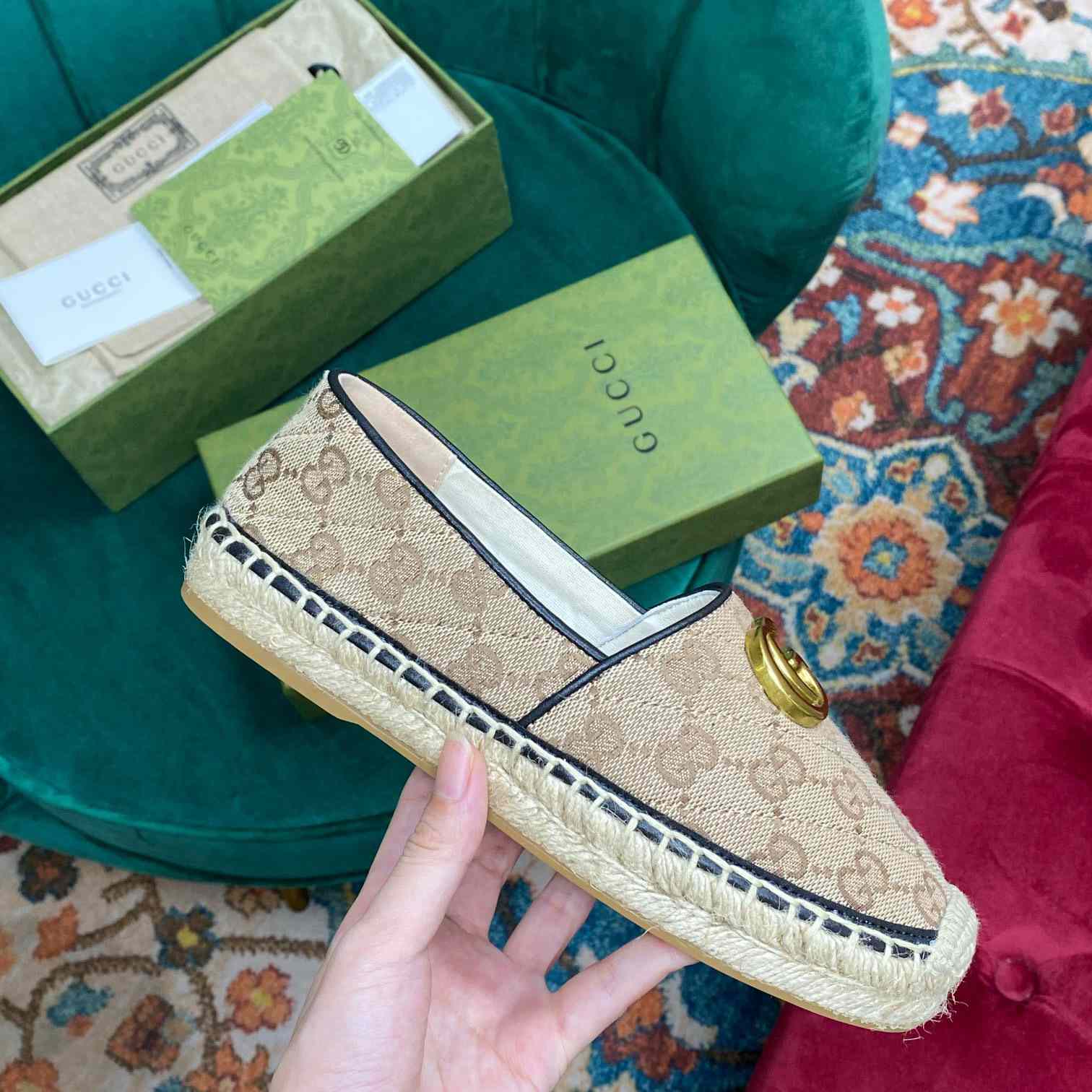 Gucci Women's GG Matelassé Canvas Espadrille - DesignerGu