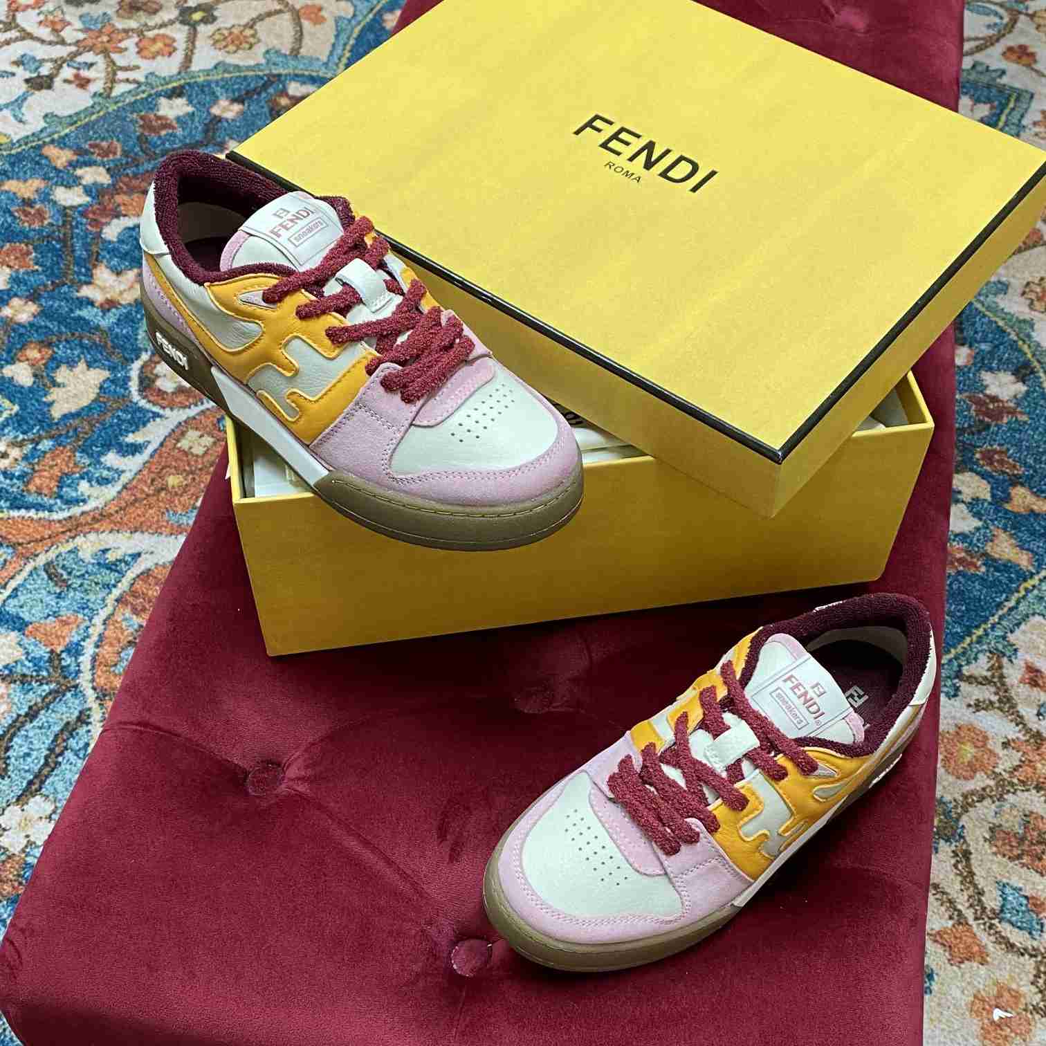 Fendi Match Pink Suede Low-Tops Sneakers  - DesignerGu