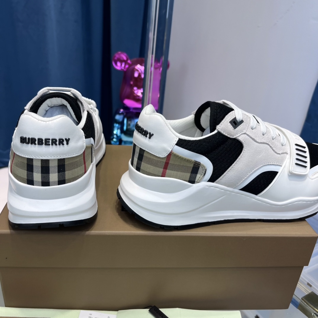 Burberry Mesh, Suede And Vintage Check Cotton Sneakers - DesignerGu